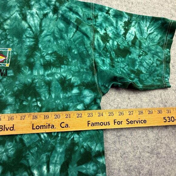St Maarten Dutch West Indies T-Shirt Men's X-Large Green Tie Dye Embroidered VTG - Picture 7 of 8